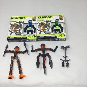 Zing Klikbot Set of 4 Poseable Action Figures w/ Weapons, Translucent, 2 Are New